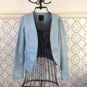 Blue Faux Leather Jacket